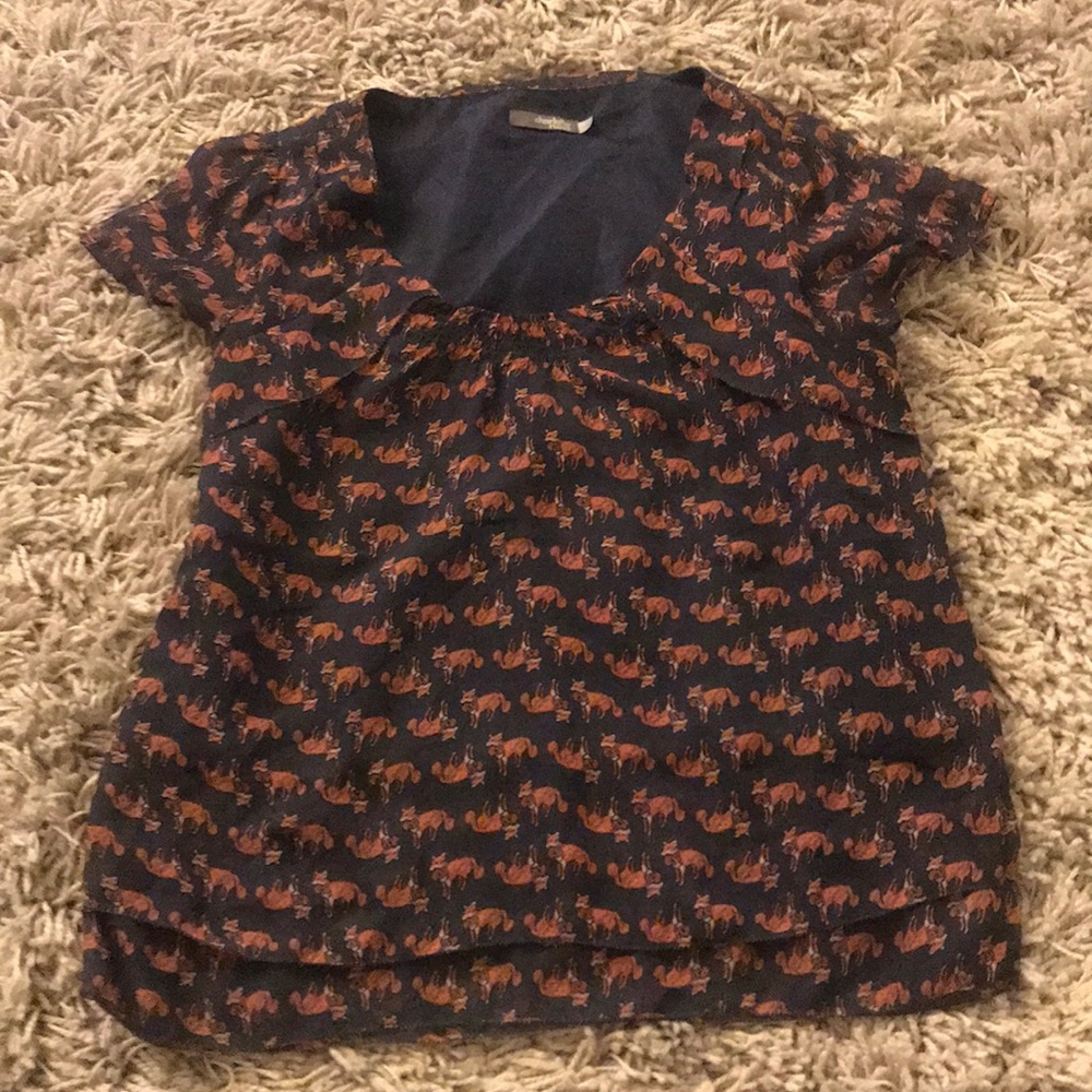 Charlotte Russe Grey Fox Print Blouse